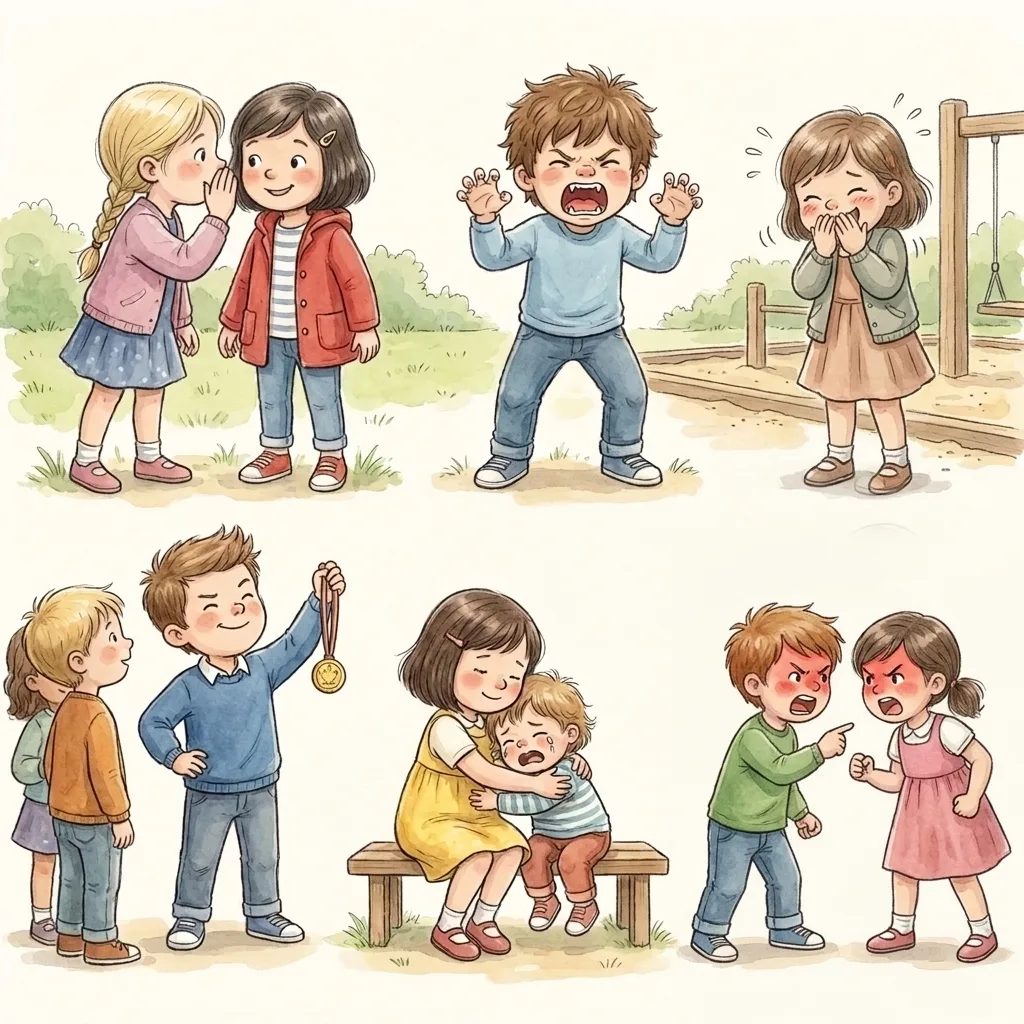 A school playground where the children say things in different ways.